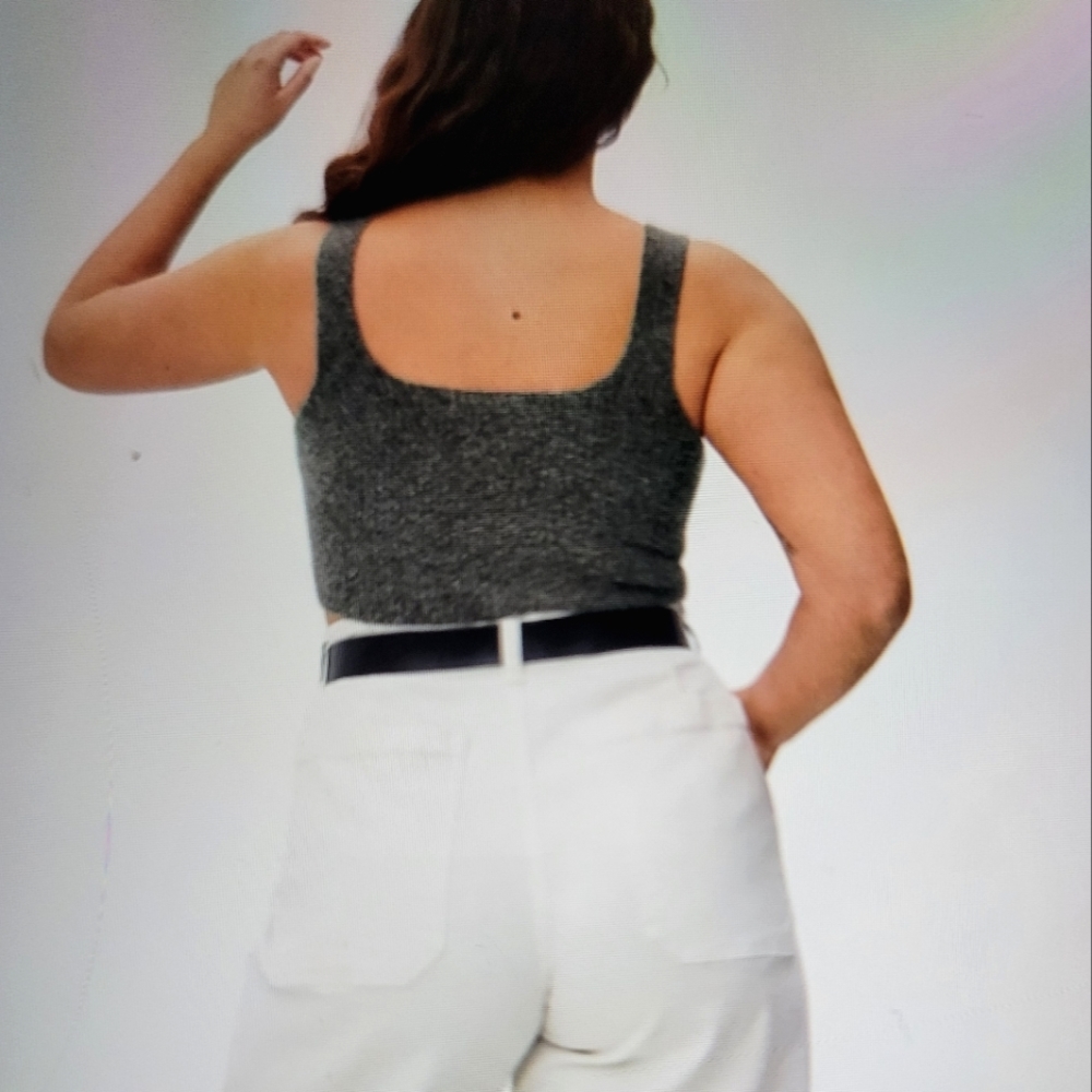 Everlane Dark Grey The Cozy Stretch Wool Yak Crop Tank Top Size L